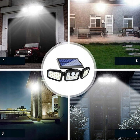 LAMPA SOLARNA OGRODOWA Z ODDZIELNYM PANELEM CZUJNIKAMI MOCNA 200W