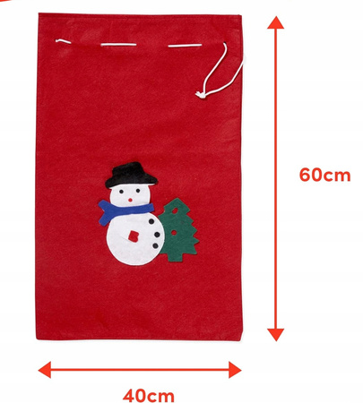 WOREK NA PREZENTY ŚWIĘTY MIKOŁAJ TORBY FILCOWE CZERWONE DUŻE XXL SZNUREK