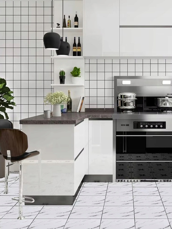 PŁYTKI SAMOPRZYLEPNE PANEL BIAŁY MARMUR PCV LAMINAT POŁYSK ZESTAW 10x 0,9m2