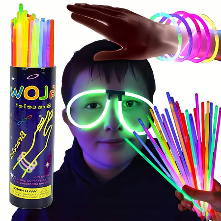BRANSOLETKI OPASKI ŚWIECĄCE PATYCZKI PAŁECZKI FLUORESCENCYJNE FLUO 100x