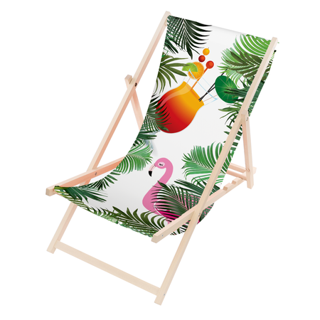 Leżak Drewniany ogrodowy plażowy premium FLAMING DRINK