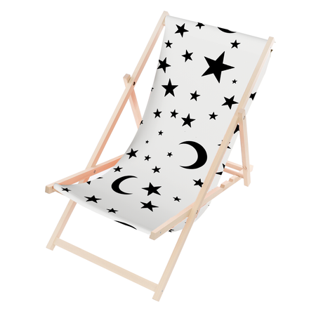 Leżak Drewniany ogrodowy plażowy premium KSIĘŻYC I GWIAZDY
