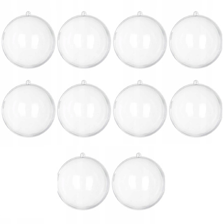 ZESTAW BOMBEK AKRYLOWYCH 10x OTWIERANE 8CM BOMBKI PRZEŹROCZYSTE