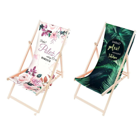 Leżak Drewniany ogrodowy plażowy premium MAMA, TATA
