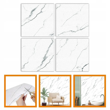 PŁYTKI SAMOPRZYLEPNE PANEL BIAŁY MARMUR PCV LAMINAT POŁYSK ZESTAW 10x 0,9m2