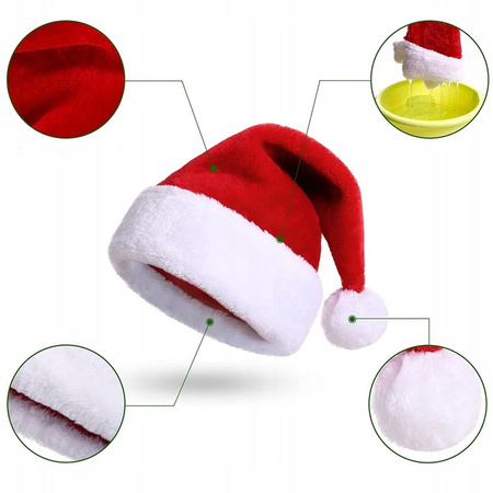 CZAPKA ŚWIĘTEGO ŚW MIKOŁAJA PLUSZOWA STRÓJ NA MIKOŁAJKI ŚWIĘTA Z POMPONEM