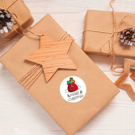 Naklejki Świąteczne Samoprzylepne na Prezenty Święta Ozdoby Mikołaj 500szt