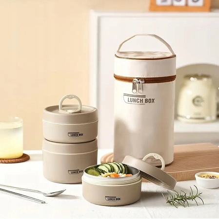 TERMOS OBIADOWY NA ŻYWNOŚĆ POJEMNIK TERMICZNY ZUPE 1,4L 3 SZT STALOWE TORBA