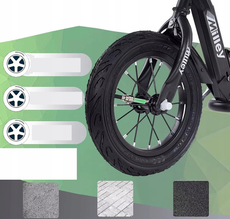 Hulajnoga z dużymi pompowanymi kołami 30cm ręczny hamulec dzieci dorosłych