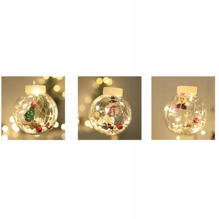 GIRLANDA KURTYNA ŚWIĄTECZNA NA OKNO KULE BOMBKI MIKOŁAJ ŚWIĘTA 3M + PILOT