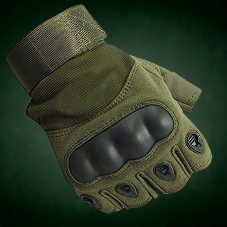 Rękawice Taktyczne Ochronne Usztywniane Ochrona kostek Bez palców r. XL