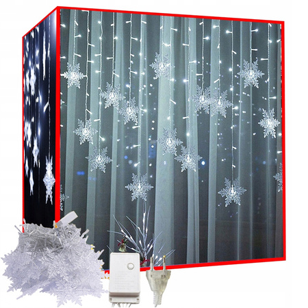 3,5M KURTYNA ŚWIETLNA ŚNIEŻYNKI LED LAMPKI ŚWIĄTECZNA GIRLANDA ZIMNA