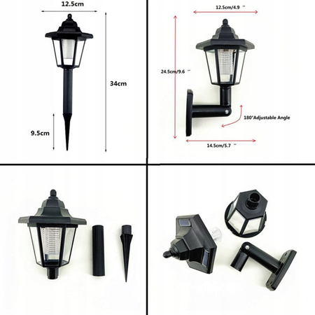 RETRO LAMPA SOLARNA KINKIET NA ŚCIANE LUB WBIJANA DO OGRODU
