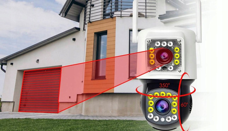 PODWÓJNA KAMERA WIFI IP SMART ZEWNĘTRZNA OBROTOWA 4K 8MPX DETEKCJA ALARM
