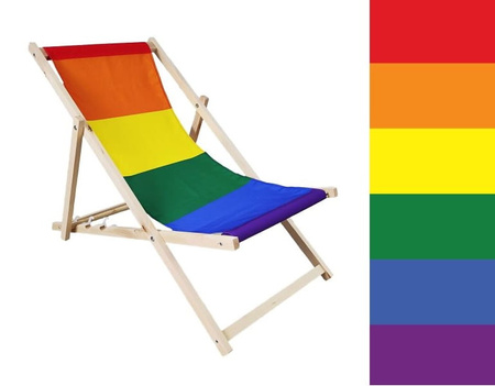 Leżak Drewniany ogrodowy plażowy premium TĘCZA WIELOKOLOROWA