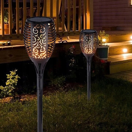 LAMPA SOLARNA POCHODNIA XL 50 CM EFEKT PŁOMIENIA LAMPKI OGRODOWE 12LED