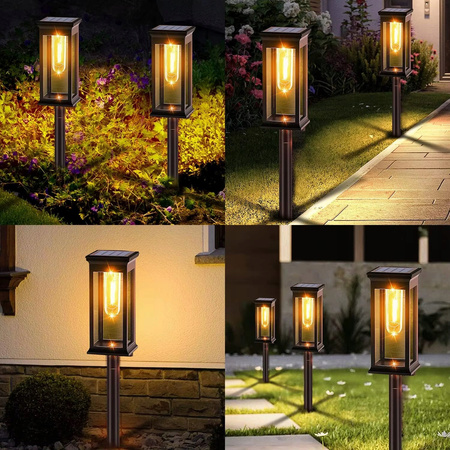 Lampki Solarne Wbijane Do Ogrodu Lampka Solarna LED Oświetlenie 2 Sztuki