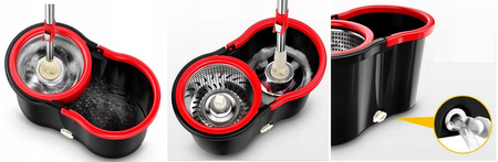 MOP ROTACYJNY obrotowy 360 SPIN TURBO 3w1 NAKŁADKI 2 sztuki płaski WIADREM
