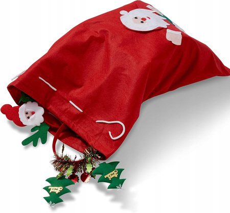 WOREK NA PREZENTY ŚWIĘTY MIKOŁAJ TORBY FILCOWE CZERWONE DUŻE XXL SZNUREK