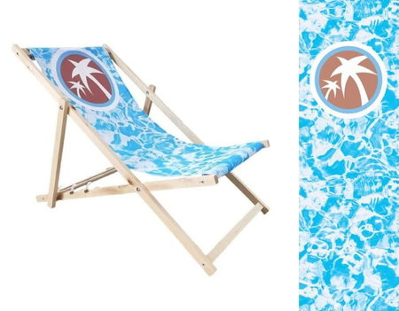 Leżak Drewniany ogrodowy plażowy premium PALMY I WODA