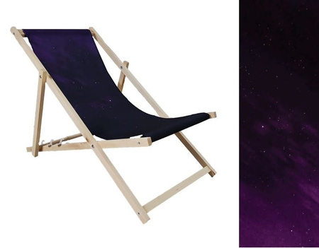 Leżak Drewniany ogrodowy plażowy premium GWIAZDY FIOLETOWE NIEBO