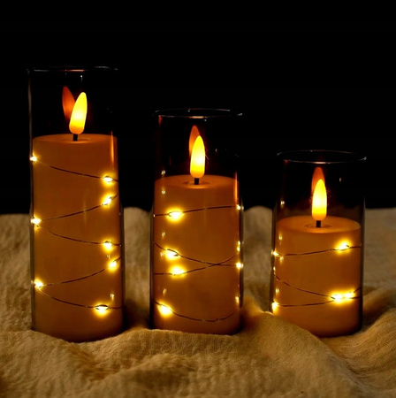 ŚWIECA LED DEKORACYJNA EFEKT PŁOMIENIA ŚWIECZKA WKŁAD BATERIE 17,5cm 27LED