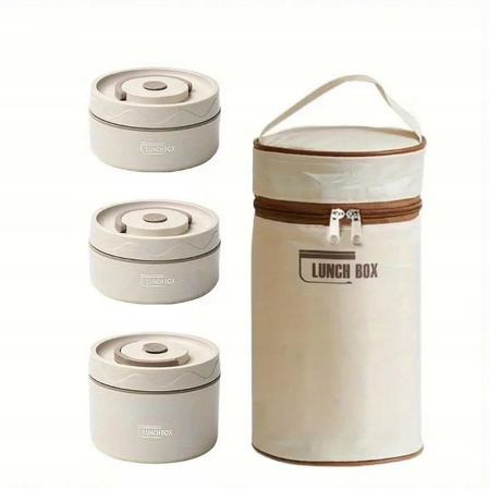 TERMOS OBIADOWY NA ŻYWNOŚĆ POJEMNIK TERMICZNY ZUPE 1,4L 3 SZT STALOWE TORBA