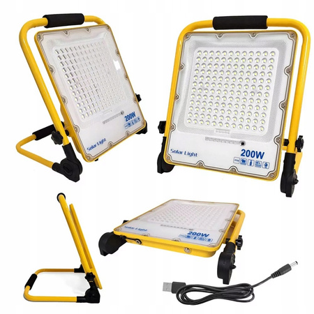 HALOGEN LED PRZENOŚNY 200W NA 230V + KABEL USB BUDOWLANA LAMPA AKUMULATOR