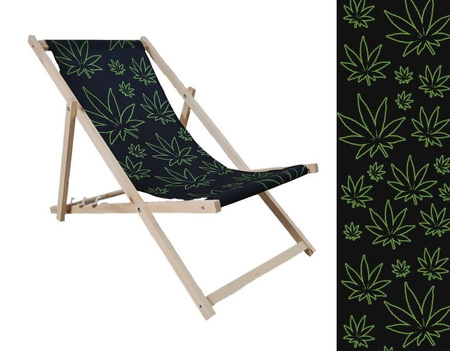 Leżak Drewniany ogrodowy plażowy premium MARIHUANA CBD