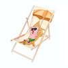 Leżak Drewniany ogrodowy plażowy premium ŚWINKA NA PLAŻY