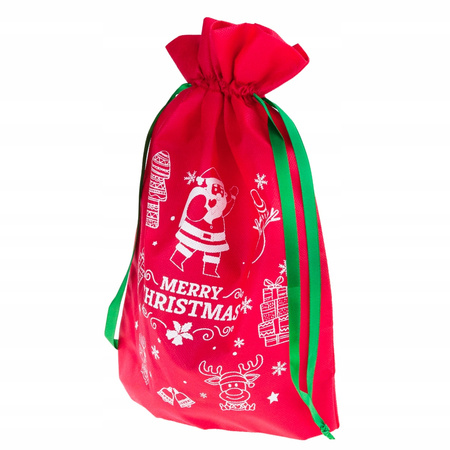 WOREK NA PREZENTY ŚWIĄTECZNY TORBA PREZENTOWA CZERWONY 35 cm na 25 cm