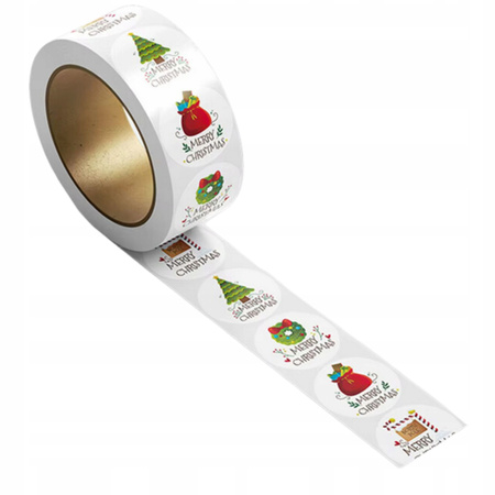 Naklejki Świąteczne Samoprzylepne na Prezenty Święta Ozdoby Mikołaj 500szt