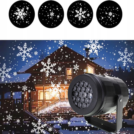 PRJEKTOR ŚWIĄTECZNY RZUTNIK LASEROWY LED NA DOM ŚNIEŻYNKI RGB WZORY