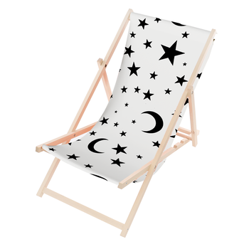 Leżak Drewniany ogrodowy plażowy premium KSIĘŻYC I GWIAZDY