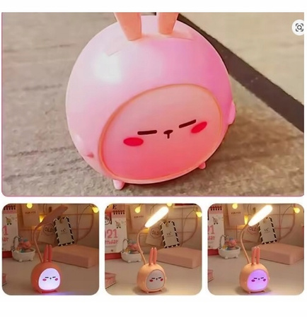 Lampka biurkowa KRÓLIK RGB szkolna NOCNA NA BIURKO USB LAMPA 3 TRYBY
