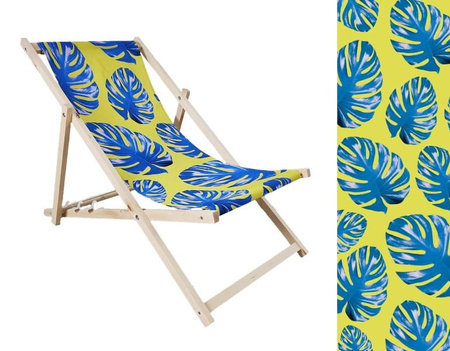 Leżak Drewniany ogrodowy plażowy premium DUŻE LIŚCIE HAWAJSKIE