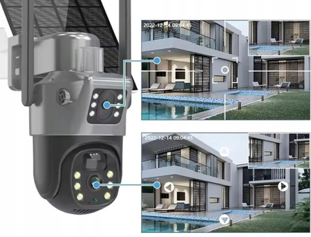 KAMERA obrotowa zewnętrzna solarna gsm 4G lte sim 2 OBIEKTYWY VISION 8MP 4K