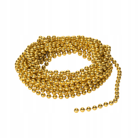 ŁAŃCUCH KORALE NA CHOINKĘ koraliki girlanda Z KULEK 5m złota SZPULA