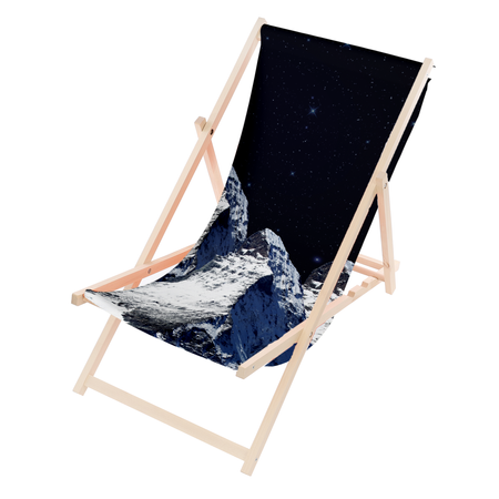 Leżak Drewniany ogrodowy plażowy premium GÓRY NOCĄ WIDOK