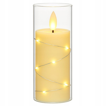 ŚWIECA LED DEKORACYJNA EFEKT PŁOMIENIA ŚWIECZKA WKŁAD BATERIE 15cm 22LED