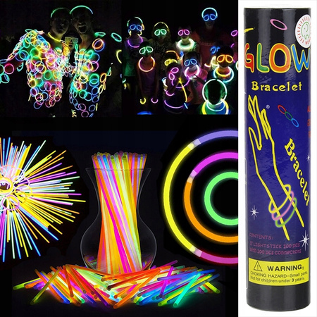 BRANSOLETKI OPASKI ŚWIECĄCE PATYCZKI PAŁECZKI FLUORESCENCYJNE FLUO 100x