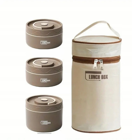 TERMOS OBIADOWY NA ŻYWNOŚĆ POJEMNIK TERMICZNY ZUPE 1,4L 3 SZT STALOWE TORBA