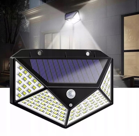 LAMPA SOLARNA Z CZUJNIKIEM RUCHU ZMIERZCHU 100 LED OGRODOWA NAŚCIENNA