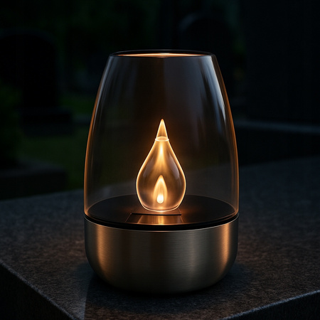 ZNICZ SOLARNY LED ŚWIECZKA ŚWIECA SENSOR ZMIERZCHU METALOWY WKŁAD DO ZNICZY