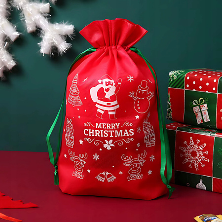 WOREK NA PREZENTY ŚWIĄTECZNY TORBA PREZENTOWA CZERWONY 35 cm na 25 cm