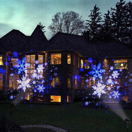 PRJEKTOR ŚWIĄTECZNY RZUTNIK LASEROWY LED NA DOM ŚNIEŻYNKI RGB WZORY