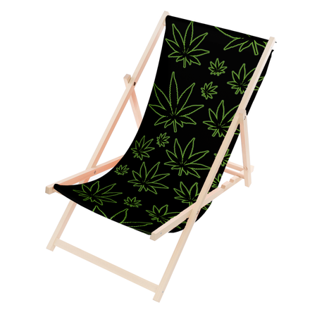 Leżak Drewniany ogrodowy plażowy premium MARIHUANA CBD