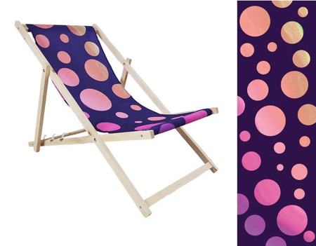 Leżak Drewniany ogrodowy plażowy premium RÓŻOWE BĄBELKI