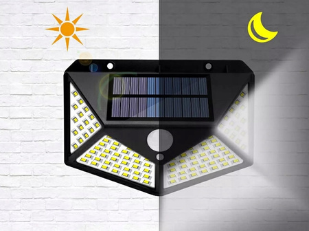 LAMPA SOLARNA Z CZUJNIKIEM RUCHU ZMIERZCHU 100 LED OGRODOWA NAŚCIENNA