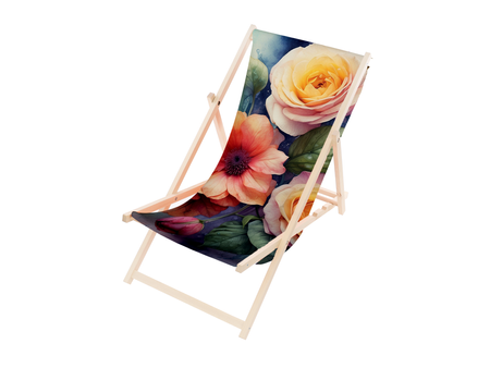 Leżak Drewniany premium KWIATY PRINT